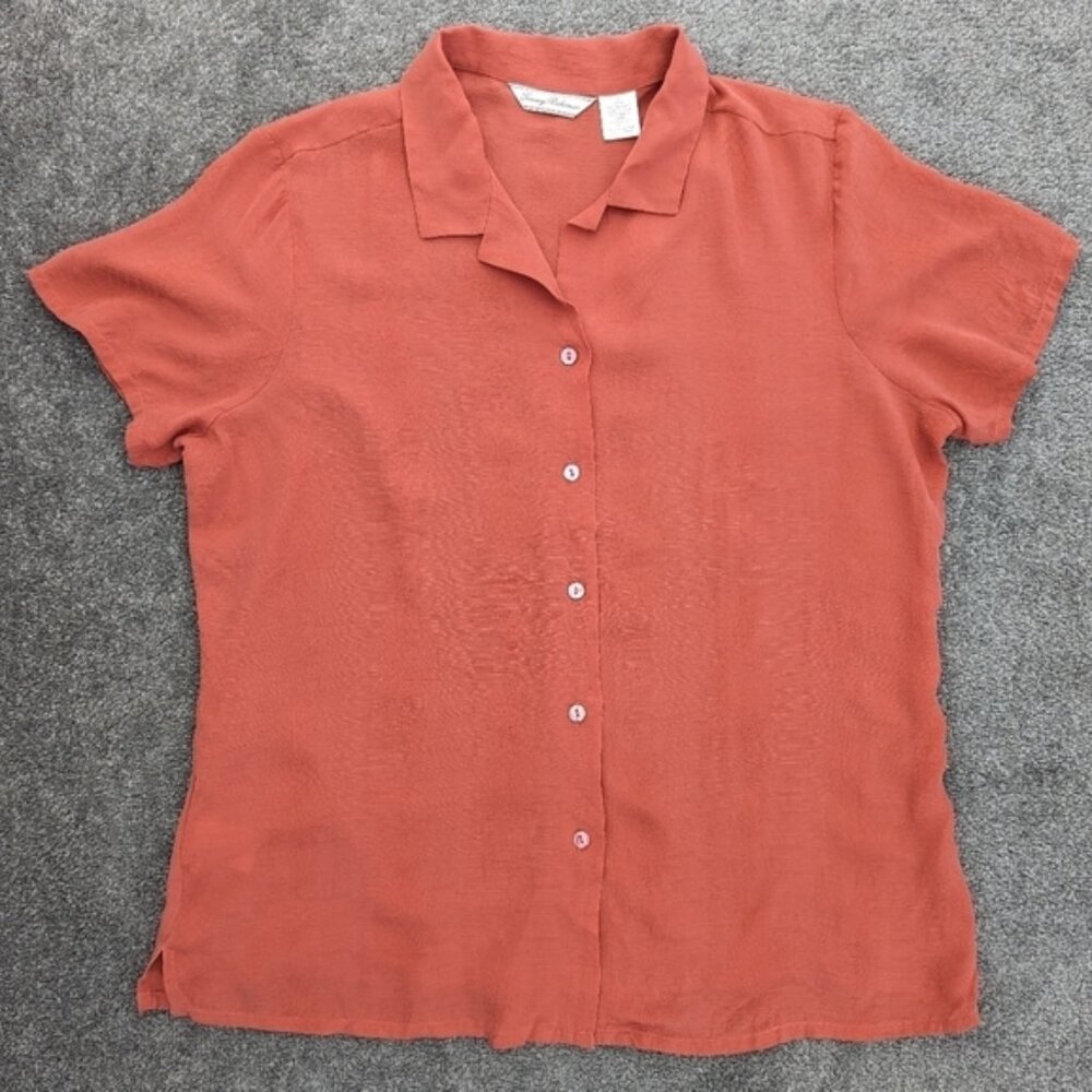 TOMMY Bahama pineapple print silk button down short sleeve shirt Large